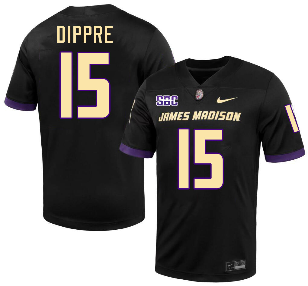 #15 Lacota Dippre JMU Jersey,James Madison Dukes Football Jerseys Stitched-Black #15 Lacota Dippre JMU Jersey,James Madison Dukes Football Jerseys Stitched-Black